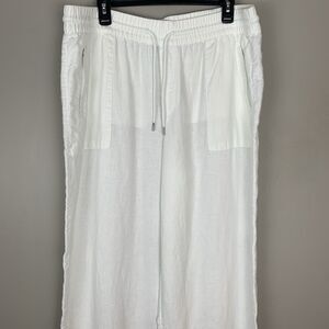 Athleta Sz XLT Tall Retreat Linen High Rise Wide Leg Pant White 100% Linen Pants